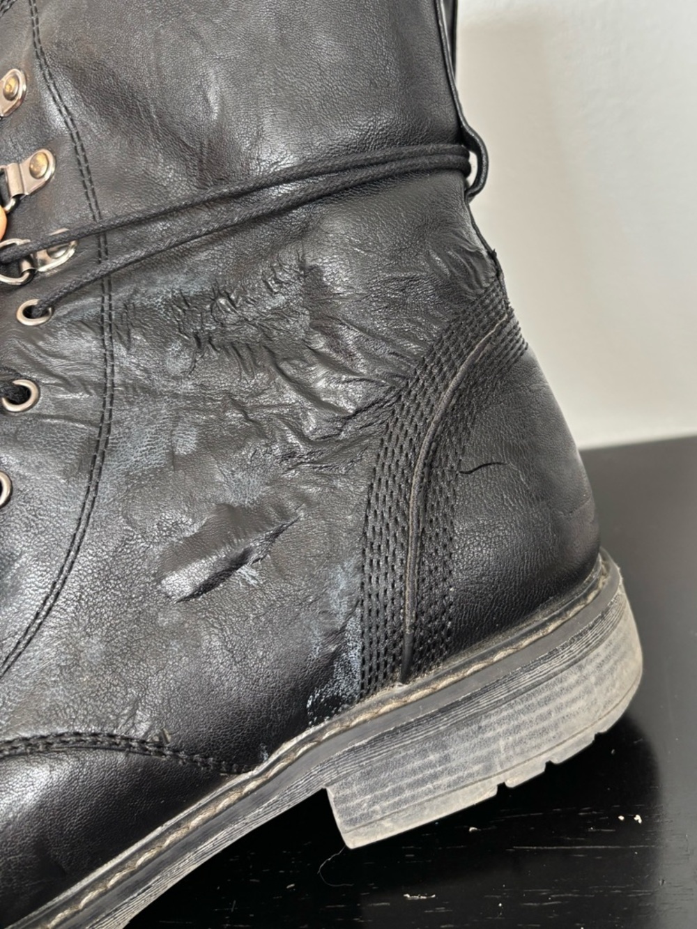 *READ Extreme by Eddie Marc Black Lace-Up Combat Boots Women 10 Grunge Goth Moto - Picture 16 of 16